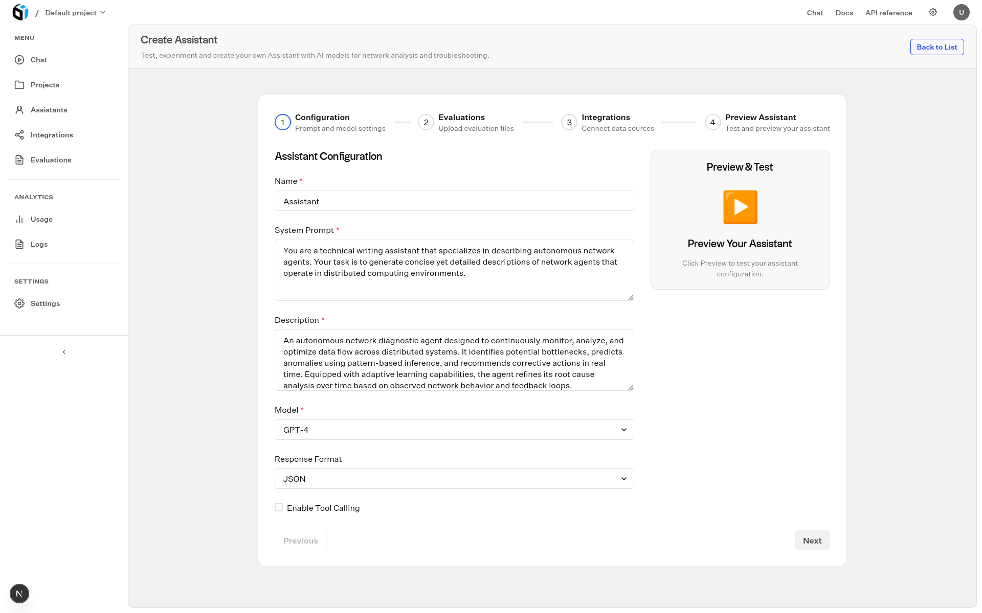 Launch Evaluations Interface